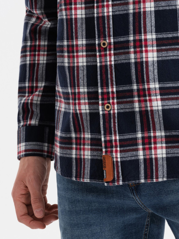 Ombre Clothing Modra moška flanelna srajca Ombre Clothing