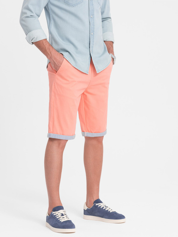 Ombre Clothing Koralne moške hlače chino z robom iz džinsa Ombre oblačila