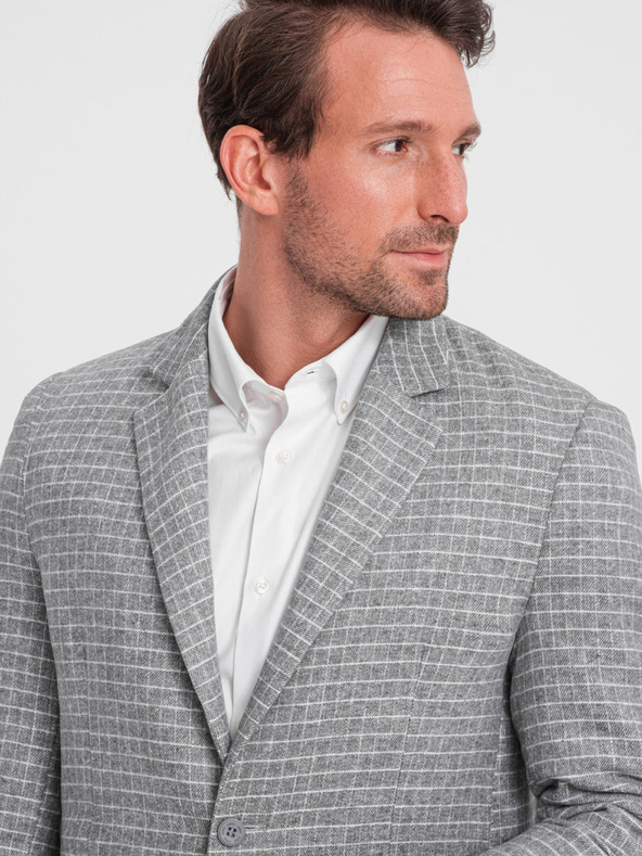 Ombre Clothing Moški sivi kvačkan suknjič z volneno mešanico Ombre Clothing