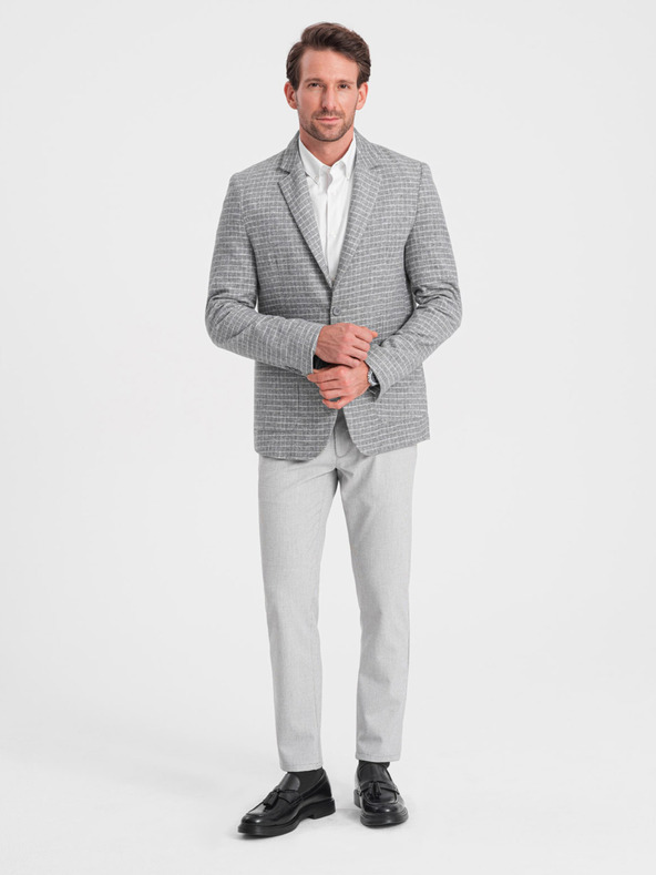 Ombre Clothing Moški sivi kvačkan suknjič z volneno mešanico Ombre Clothing