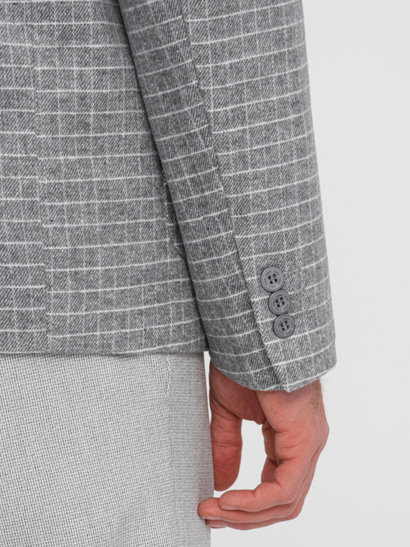 Ombre Clothing Moški sivi kvačkan suknjič z volneno mešanico Ombre Clothing