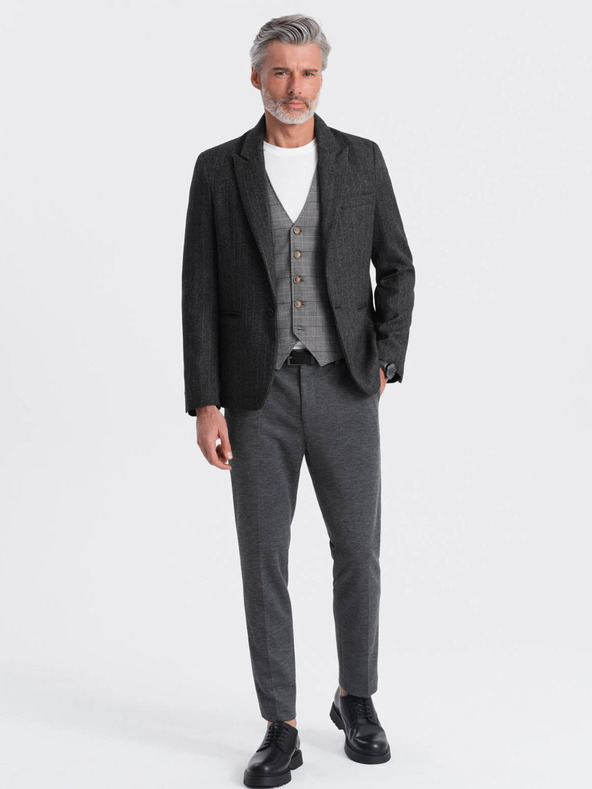 Ombre Clothing Temno siva moška jakna z žakardom Ombre Clothing