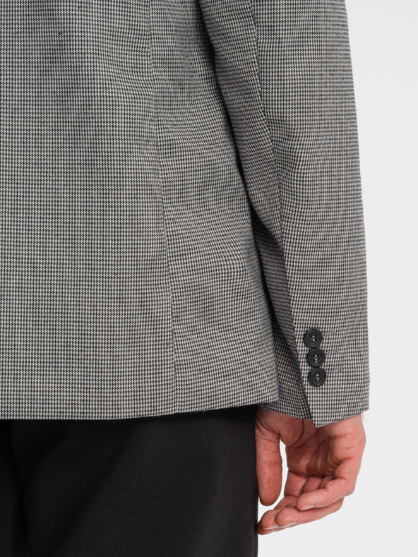 Ombre Clothing Siva moška blazer jopica s fino kvačkanim vzorcem Ombre Clothing