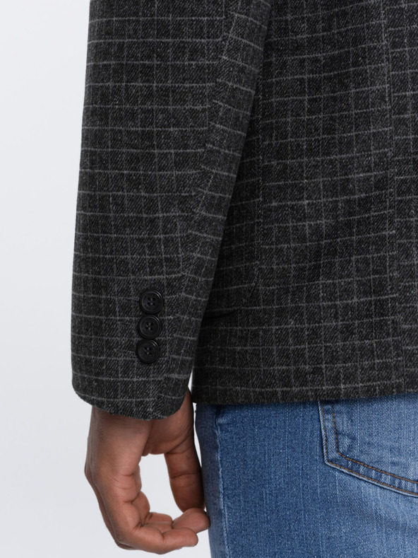 Ombre Clothing Temno siva moška kvačkana jakna z mešanico volne Ombre Clothing