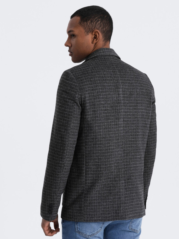 Ombre Clothing Temno siva moška kvačkana jakna z mešanico volne Ombre Clothing