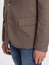 Ombre Clothing Rjava moška blazer jopa s fino karirastim vzorcem Ombre Clothing