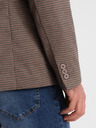 Ombre Clothing Rjava moška blazer jopa s fino karirastim vzorcem Ombre Clothing