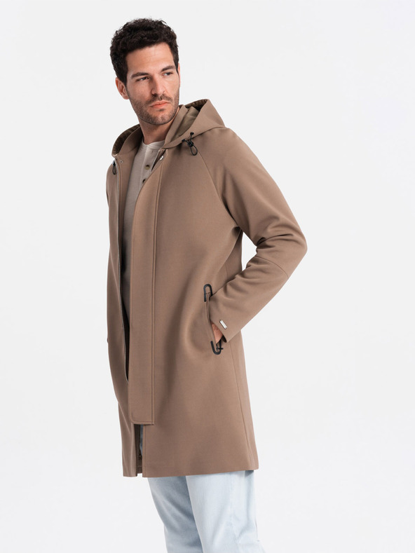 Ombre Clothing Rjava moška oblačila s kapuco Ombre