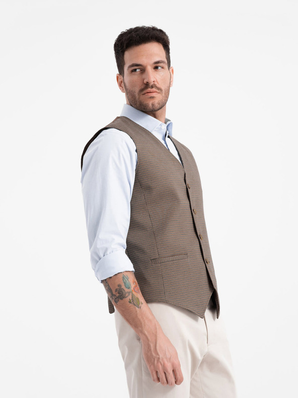 Ombre Clothing Rjava moška jopica iz žakarja Ombre Clothing