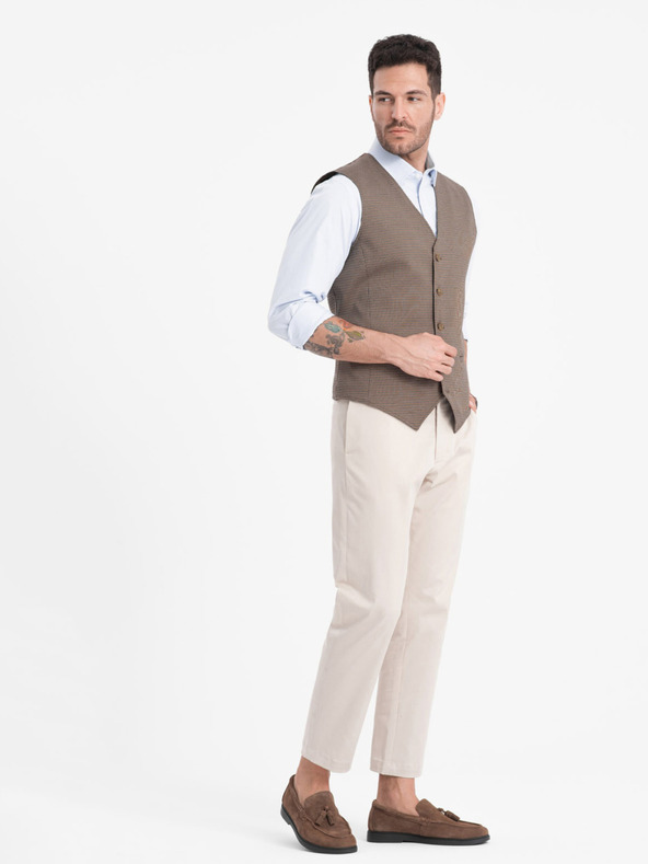 Ombre Clothing Rjava moška jopica iz žakarja Ombre Clothing