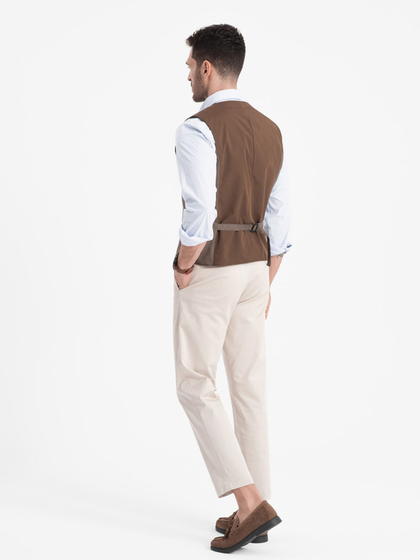 Ombre Clothing Rjava moška jopica iz žakarja Ombre Clothing