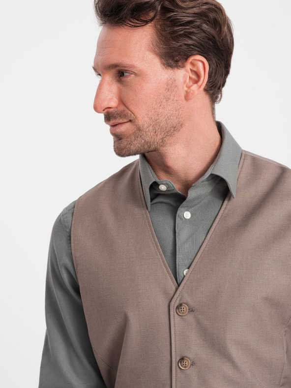 Ombre Clothing Bež moški telovnik Ombre Clothing