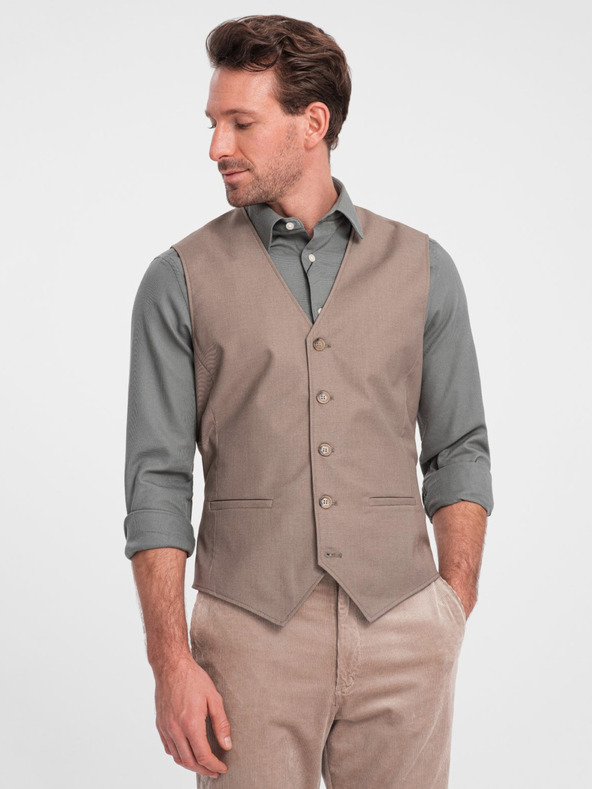 Ombre Clothing Bež moški telovnik Ombre Clothing