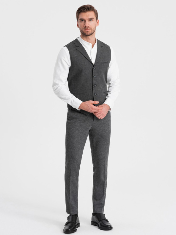 Ombre Clothing Temno siv moški telovnik z ovratnikom Ombre Clothing