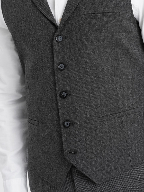 Ombre Clothing Temno siv moški telovnik z ovratnikom Ombre Clothing