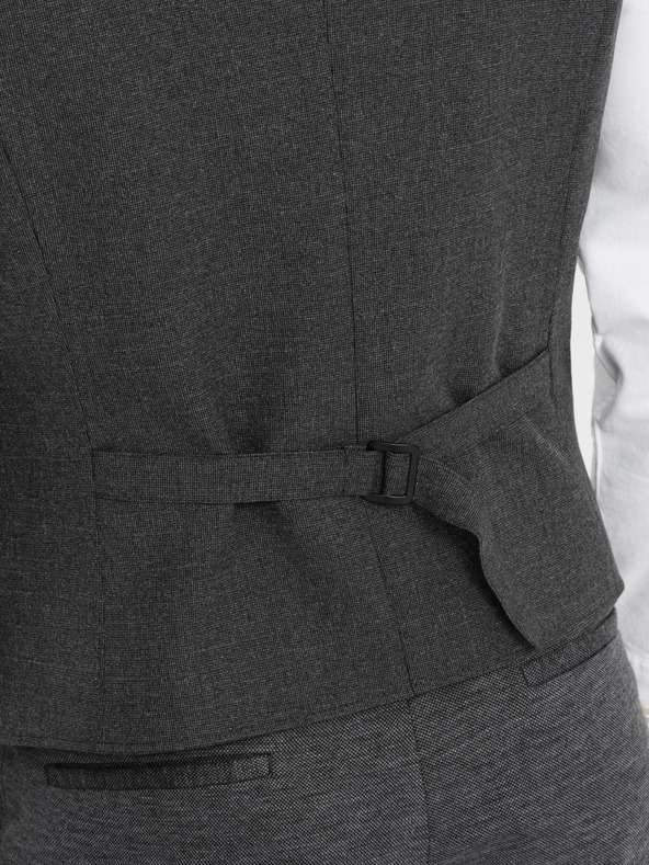 Ombre Clothing Temno siv moški telovnik z ovratnikom Ombre Clothing