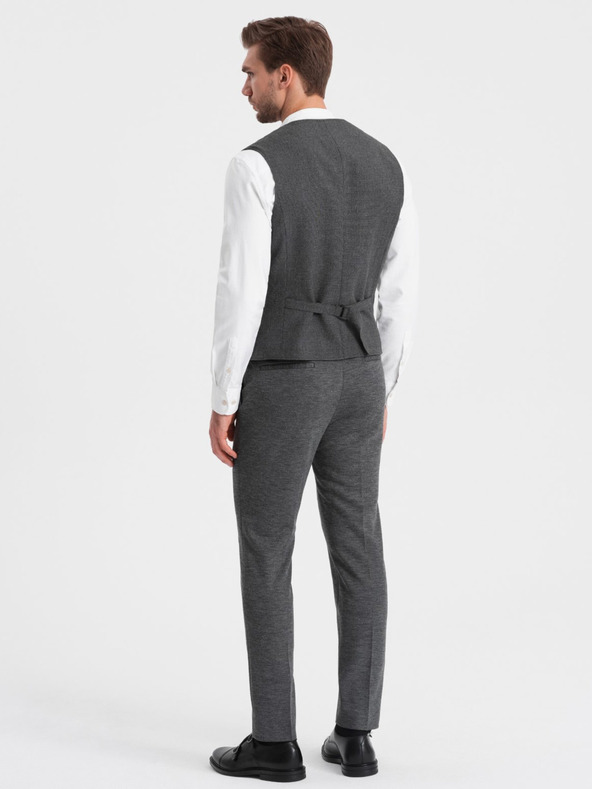 Ombre Clothing Temno siv moški telovnik z ovratnikom Ombre Clothing