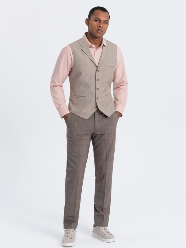 Ombre Clothing Bež moški telovnik z ovratnikom Ombre Clothing