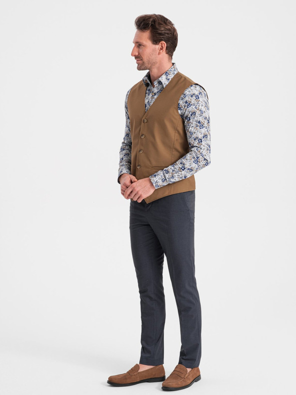 Ombre Clothing Rjav moški telovnik Ombre Clothing