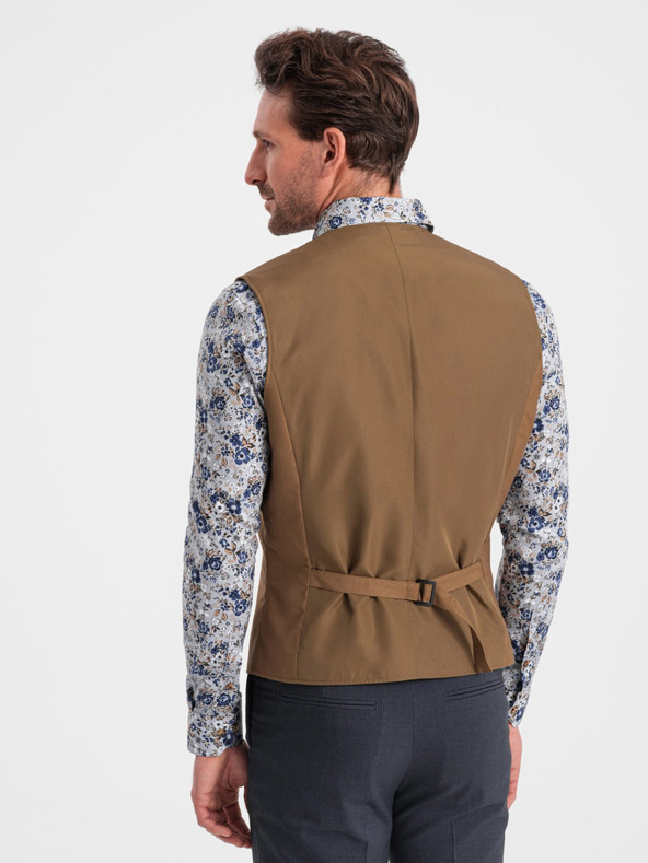 Ombre Clothing Rjav moški telovnik Ombre Clothing