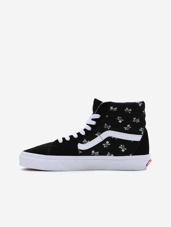 Vans Črne ženske gležnjarske superge s cvetličnimi vzorci in semišnimi detajli VANS SK8-Hi