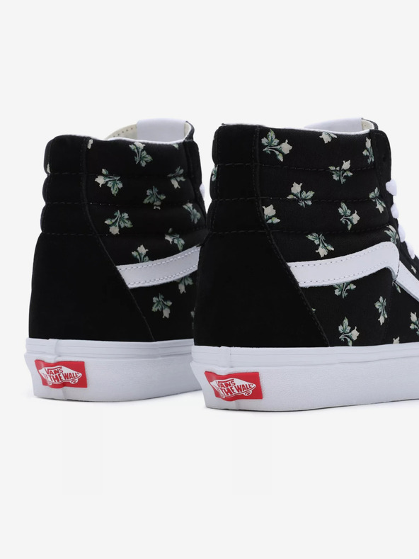 Vans Črne ženske gležnjarske superge s cvetličnimi vzorci in semišnimi detajli VANS SK8-Hi