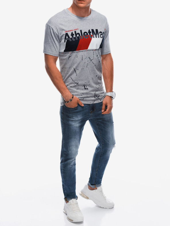 Edoti Moška majica s potiskom - siva