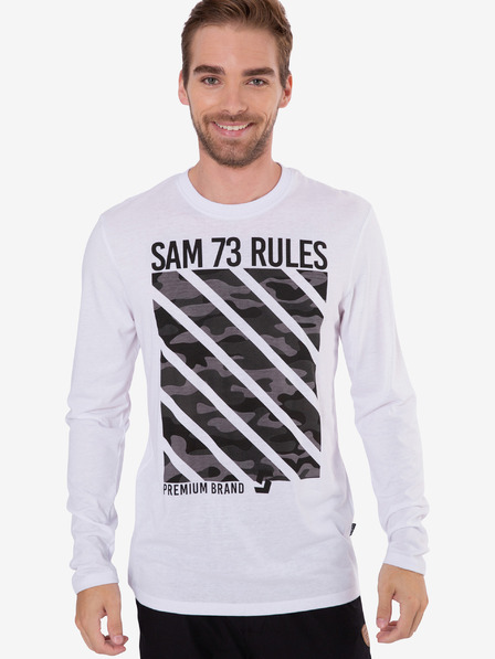 Sam 73 Bela moška majica s potiskom SAM 73
