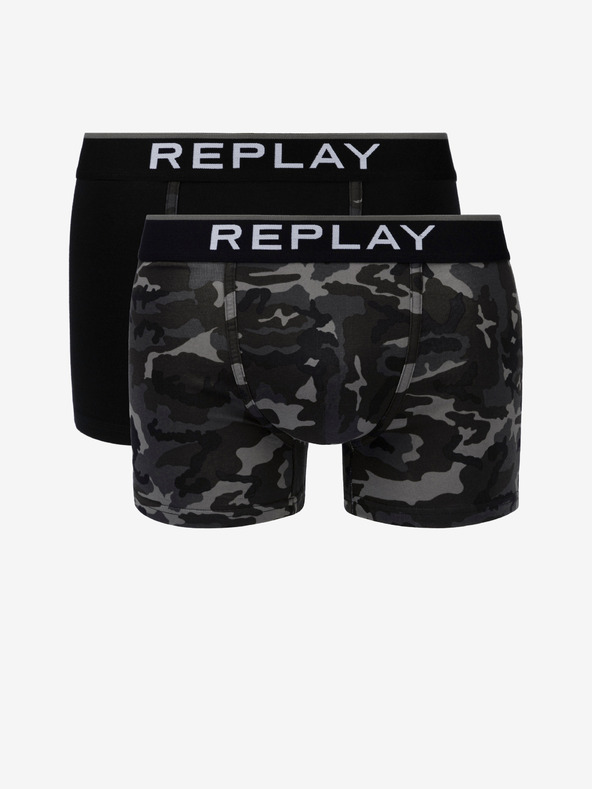 Replay Komplet dveh boksarskih hlač v črni barvi Replay