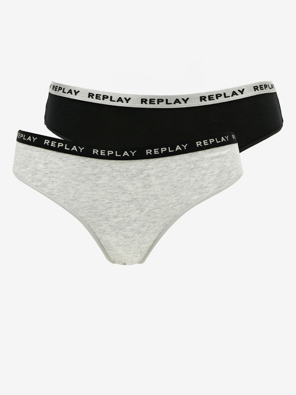Replay Komplet dveh športnih hlačk v črni in sivi barvi Replay