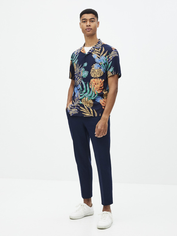 Celio Temno modre moške platnene hlače Celio