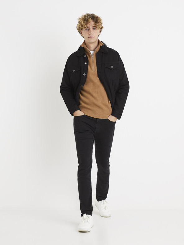 Celio Bež moški pulover s pokončnim ovratnikom Celio