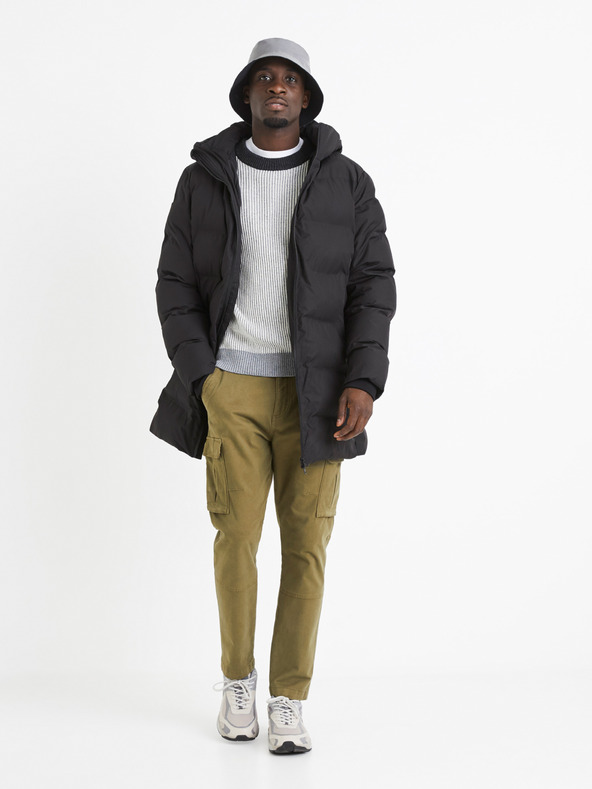 Celio Siv moški pulover iz rebraste volnene mešanice Celio Veriblock