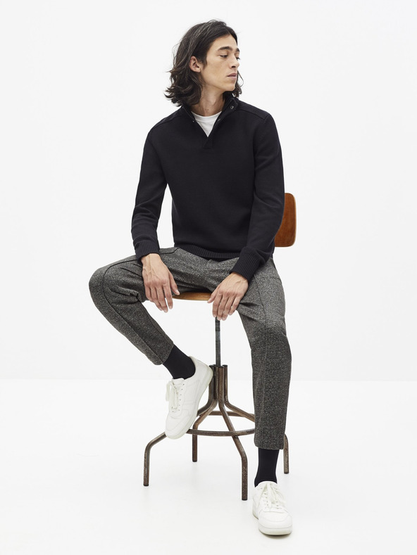 Celio Črn moški pulover s pokončnim ovratnikom Celio Serome