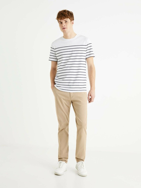 Celio Črno-bela moška črtasta majica Celio Bebaser