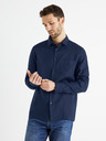 Celio Temno modra moška lanena srajca Celio Baflax