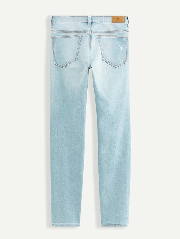 Celio Svetlomodre moške kavbojke ravnega kroja z raztrganim učinkom Celio Vomarble