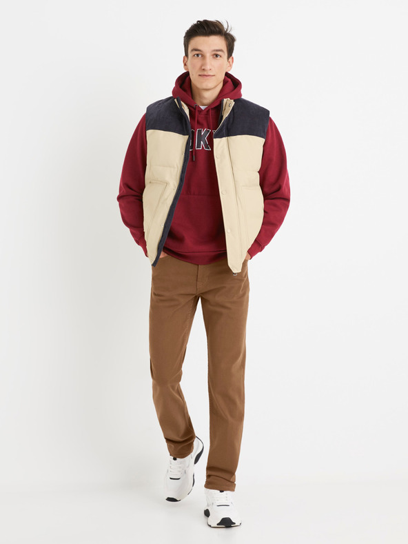 Celio Rjave moške hlače Celio