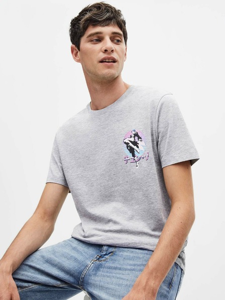 Celio Svetlo siva moška majica s potiskom Celio Street Fighter