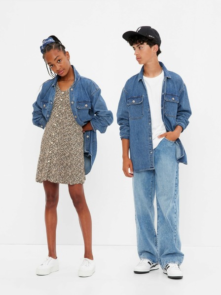 GAP Detská džínsová oversize košeľa Unisex GAP