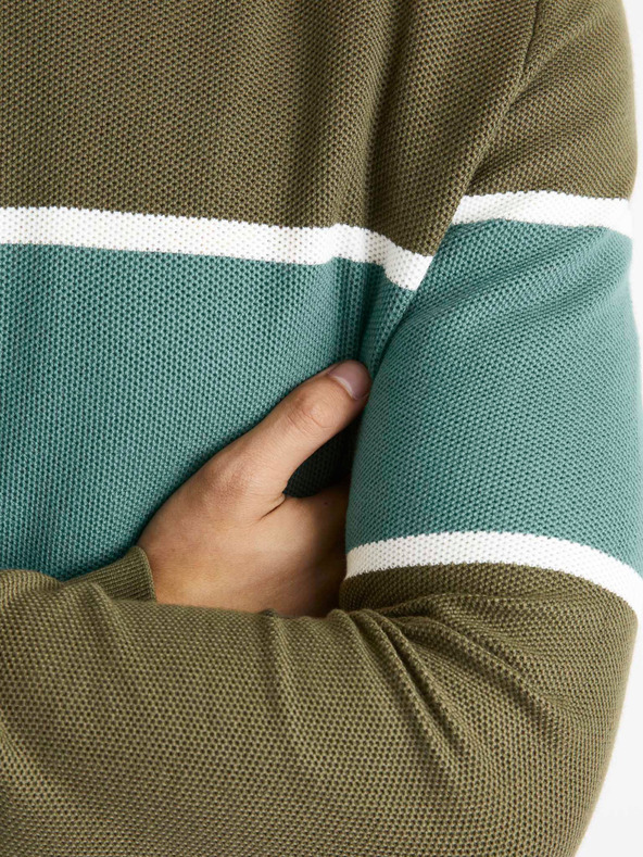 Celio Kaki moška črtasta jopa Celio