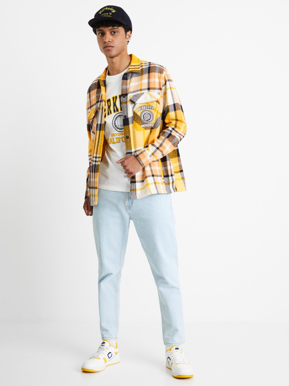 Celio Siva in rumena moška karirasta majica Celio Berkeley university