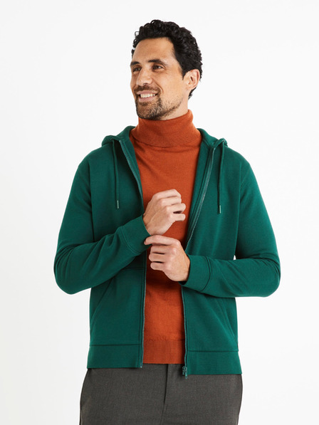 Celio Temno zelena moška majica z zadrgo Celio Vethree