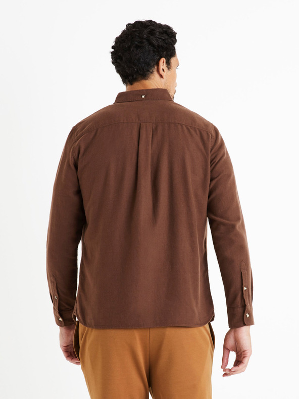 Celio Rjava moška flanelna srajca Celio Caoflacko