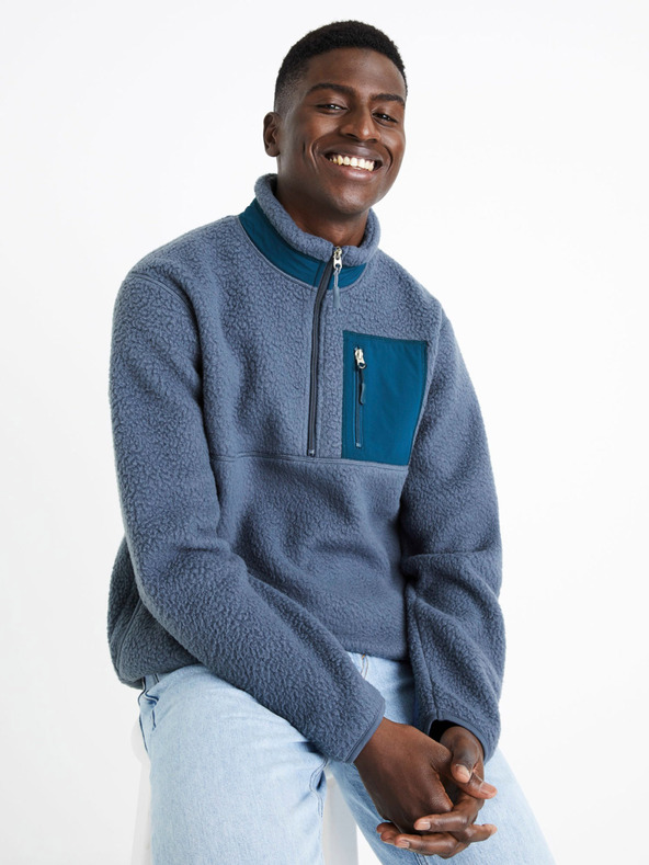 Celio Modra moška jopa iz flisa Celio Cesheep