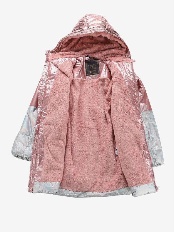 NAX NAX FEREGO siv in rožnat dekliški plašč