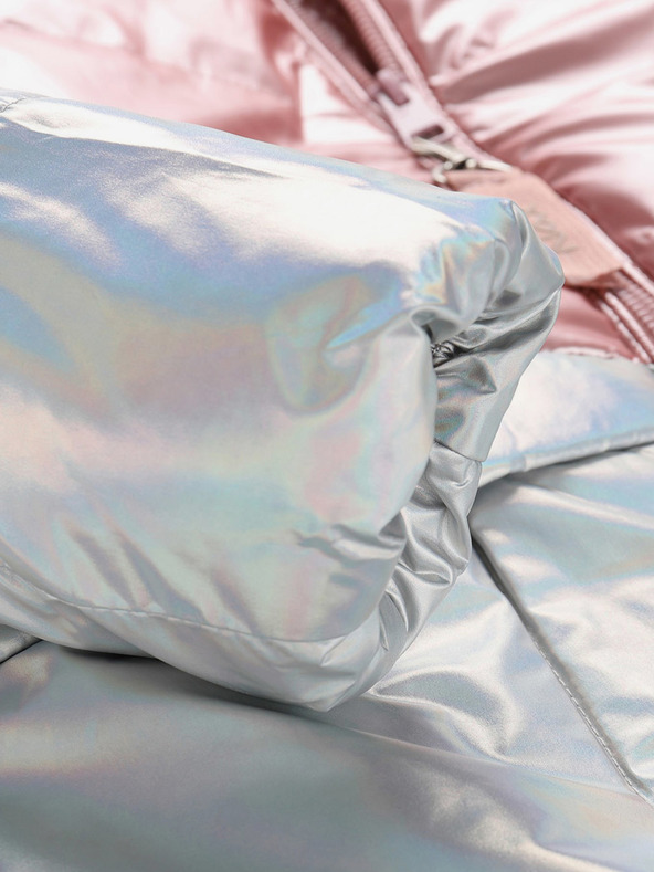 NAX NAX FEREGO siv in rožnat dekliški plašč