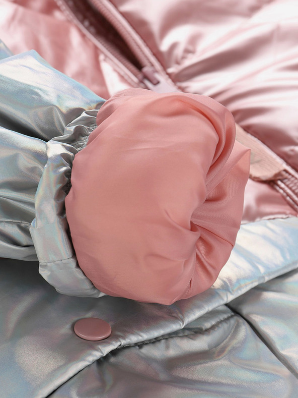 NAX NAX FEREGO siv in rožnat dekliški plašč