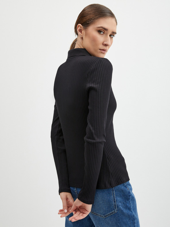 Orsay Črna ženska rebrasta polo majica ORSAY
