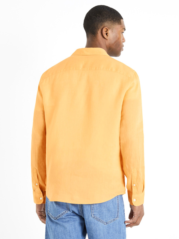 Celio Oranžna moška lanena srajca Celio Daflix